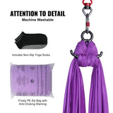 VEVOR Aerial Silk & Yoga Swing, 8 m Length, Aerial Yoga Hammock Kit with 100gsm Nylon Fabric, Full Rigging Hardware & Easy Set-up Guide, Antigravity Flying for All Levels Fitness Bodybuilding, Purple - Rear View