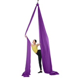 VEVOR Aerial Silk & Yoga Swing, 8 m Length, Aerial Yoga Hammock Kit with 100gsm Nylon Fabric, Full Rigging Hardware & Easy Set-up Guide, Antigravity Flying for All Levels Fitness Bodybuilding, Purple - Extra Image