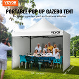 VEVOR Pop Up Canopy Tent Outdoor Gazebo Tent 10x10FT with Sidewalls & Bag White - Front View