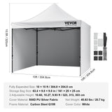 VEVOR Pop Up Canopy Tent Outdoor Gazebo Tent 10x10FT with Sidewalls & Bag White - Close-Up Angle