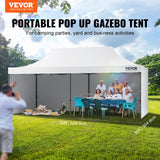 VEVOR Pop Up Canopy Tent Outdoor Gazebo Tent 10x20FT with Sidewalls & Bag White - Front View