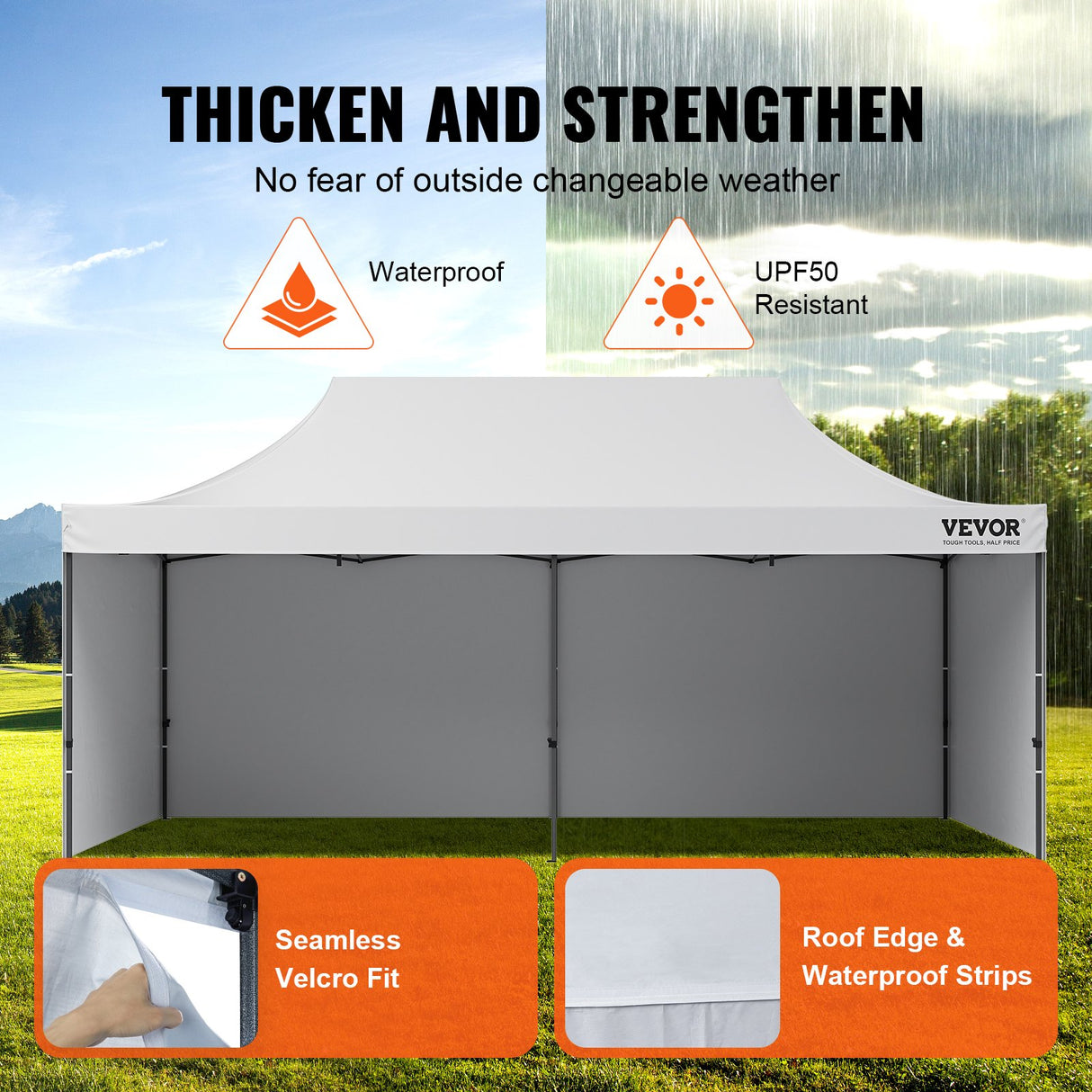 VEVOR Pop Up Canopy Tent Outdoor Gazebo Tent 10x20FT with Sidewalls & Bag White