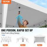 VEVOR Pop Up Canopy, 2.95 x 2.95 m Instant Canopy Portable Gazebo with 3 Sidewalls & 2 Ventilated Windows, Height Adjustable Pop-Up Outdoor Shelter Tent for Events, Patio, Backyard, Party, Parking - Front View