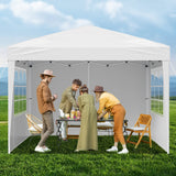 VEVOR Pop Up Canopy, 2.95 x 2.95 m Instant Canopy Portable Gazebo with 3 Sidewalls & 2 Ventilated Windows, Height Adjustable Pop-Up Outdoor Shelter Tent for Events, Patio, Backyard, Party, Parking - Low Angle