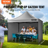 VEVOR  304.8 x 304.8 cm Pop up Canopy with Removable Sidewalls, Instant Canopies Portable Gazebo & Wheeled Bag, UV Resistant Waterproof, Enclosed Canopy Tent for Outdoor Events, Patio, Backyard, Party - Front View
