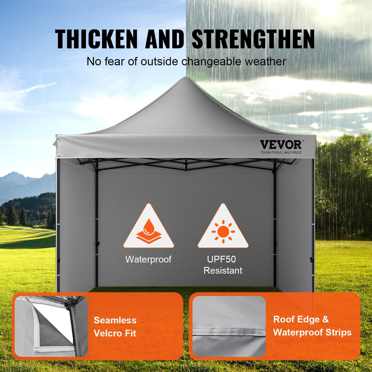 VEVOR  304.8 x 304.8 cm Pop up Canopy with Removable Sidewalls, Instant Canopies Portable Gazebo & Wheeled Bag, UV Resistant Waterproof, Enclosed Canopy Tent for Outdoor Events, Patio, Backyard, Party
