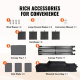 VEVOR  304.8 x 304.8 cm Pop up Canopy with Removable Sidewalls, Instant Canopies Portable Gazebo & Wheeled Bag, UV Resistant Waterproof, Enclosed Canopy Tent for Outdoor Events, Patio, Backyard, Party - Rear View