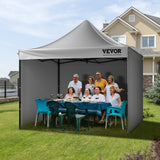 VEVOR  304.8 x 304.8 cm Pop up Canopy with Removable Sidewalls, Instant Canopies Portable Gazebo & Wheeled Bag, UV Resistant Waterproof, Enclosed Canopy Tent for Outdoor Events, Patio, Backyard, Party - Low Angle
