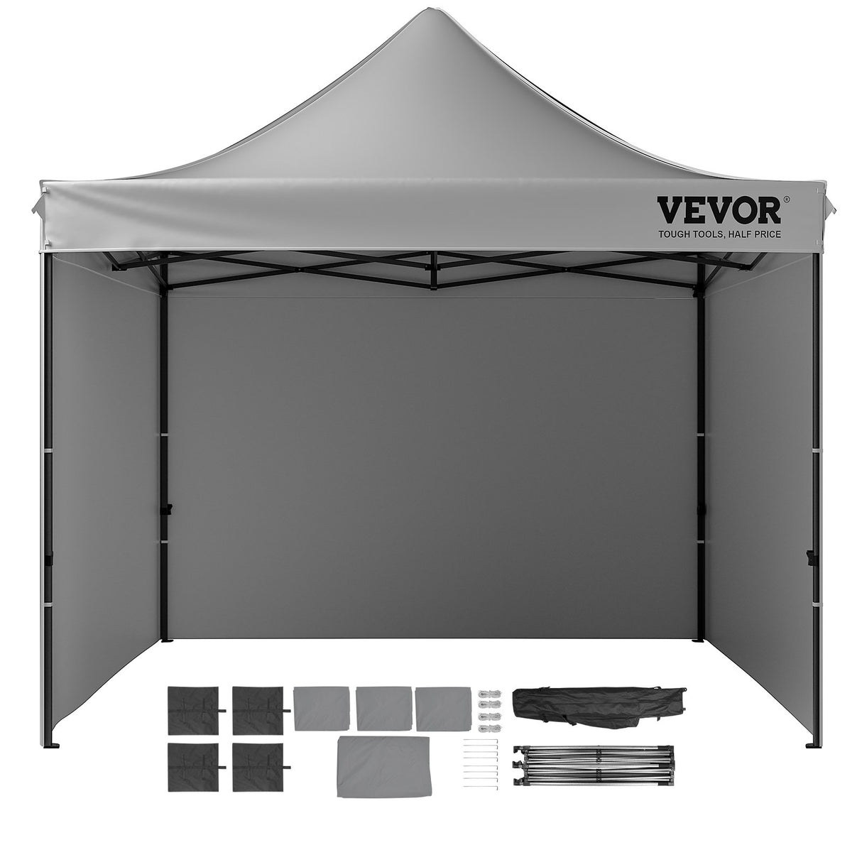 VEVOR  304.8 x 304.8 cm Pop up Canopy with Removable Sidewalls, Instant Canopies Portable Gazebo & Wheeled Bag, UV Resistant Waterproof, Enclosed Canopy Tent for Outdoor Events, Patio, Backyard, Party