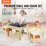 VEVOR Kids Table and Chair Set Wooden Activity Table with Storage Space & Boxes - Front View