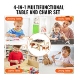VEVOR Kids Table and Chair Set Wooden Activity Table with Storage Space & Boxes - Rear View