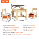 VEVOR Kids Table and Chair Set Wooden Activity Table with Storage Space & Boxes - Close-Up Angle