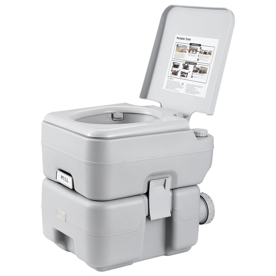 Portable Toilet for Camping, Porta Potty with Carry Bag, 5.3 Gal Waste Tank & 3.2 Gal Flush Tank, Push-Button Pressurized Flush Commode, Leak-proof and Odourless Travel Toilet for Camping Car