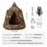VEVOR Hanging Tree Tent, 330 LBS Capacity Hanging Tent Swing for Indoor and Outdoor Hammock Sensory Swing Chair w/LED Lights String, Inflatable Base, Ceiling Swing Pod Play Tent for Kids & Adults - Close-Up Angle