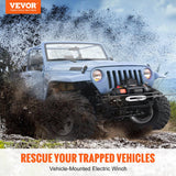 VEVOR Electric Winch, 4536 kg Load Capacity Nylon Rope Winch, IP67 8.9 mm x 25.9 m ATV Winch with Wireless Handheld Remote & Hawse Fairlead for Towing Jeep Off-Road SUV Truck Car Trailer Boat