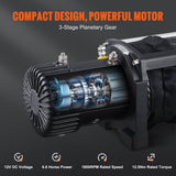 VEVOR Electric Winch, 4536 kg Load Capacity Nylon Rope Winch, IP67 8.9 mm x 25.9 m ATV Winch with Wireless Handheld Remote & Hawse Fairlead for Towing Jeep Off-Road SUV Truck Car Trailer Boat
