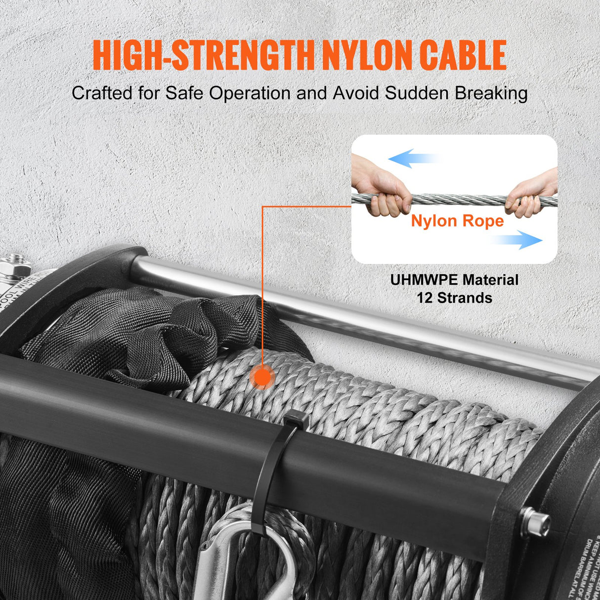 VEVOR Electric Winch, 4536 kg Load Capacity Nylon Rope Winch, IP67 8.9 mm x 25.9 m ATV Winch with Wireless Handheld Remote & Hawse Fairlead for Towing Jeep Off-Road SUV Truck Car Trailer Boat