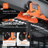 VEVOR Electric Hoist Manual Trolley, 0.5 Ton Load Capacity for PA200 PA250 PA300 PA400 PA500, Push Beam Trolley with Dual Wheels, 60 mm-120 mm Adjustable Beam Flange Width for Straight Curved I Beam - Top-Down View