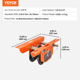 VEVOR Electric Hoist Manual Trolley, 0.5 Ton Load Capacity for PA200 PA250 PA300 PA400 PA500, Push Beam Trolley with Dual Wheels, 60 mm-120 mm Adjustable Beam Flange Width for Straight Curved I Beam - Close-Up Angle