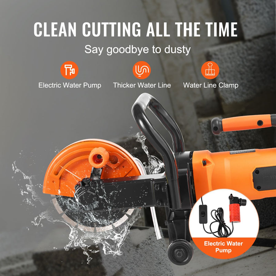 Electric Concrete Saw, 7 in Circular Saw Cutter, 2000 W High Power with Max. 2.5 in Cutting Depth, Wet/Dry Disk Saw Cutter Includes Water Line, Pump and Blade, for Stone, Brick
