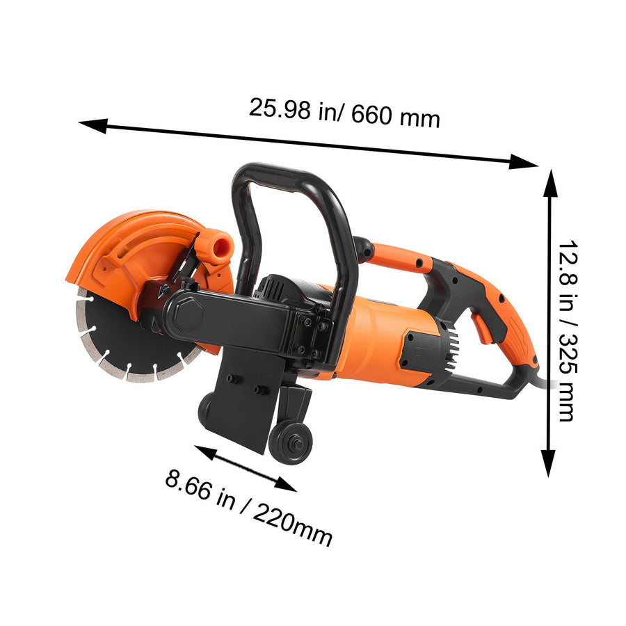 Electric Concrete Saw, 7 in Circular Saw Cutter, 2000 W High Power with Max. 2.5 in Cutting Depth, Wet/Dry Disk Saw Cutter Includes Water Line, Pump and Blade, for Stone, Brick