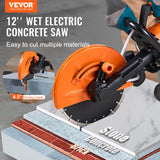 VEVOR 30.48cm Electric Concrete Saw Wet/Dry Saw Cutter with Water Pump and Blade - Front View