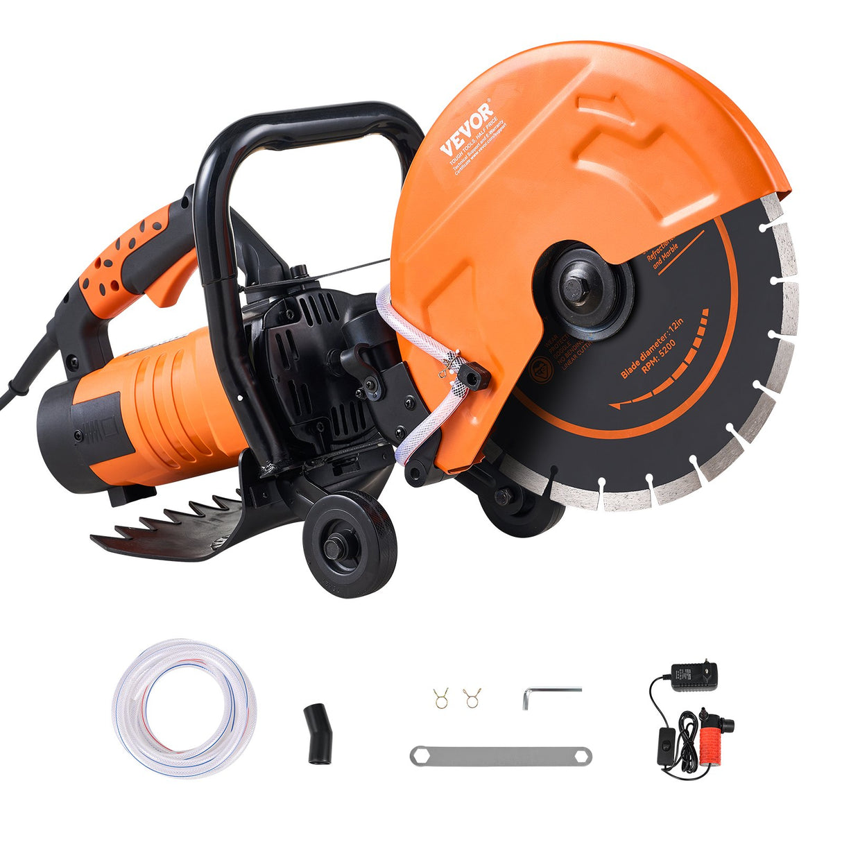 VEVOR 30.48cm Electric Concrete Saw Wet/Dry Saw Cutter with Water Pump and Blade