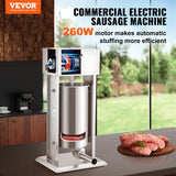 VEVOR Electric Sausage Stuffer 15L Variable Speed Sausage Maker Stainless Steel - Front View