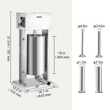 VEVOR Electric Sausage Stuffer 15L Variable Speed Sausage Maker Stainless Steel - Close-Up Angle