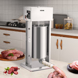 VEVOR Electric Sausage Stuffer 15L Variable Speed Sausage Maker Stainless Steel - Low Angle