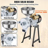 VEVOR 3000W Electric Grain Grinder Corn Wheat Flour Cereal Mill Wet & Dry - Rear View