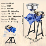 VEVOR 3000W Electric Grain Grinder Corn Wheat Flour Cereal Mill Dry Grinder - Close-Up Angle