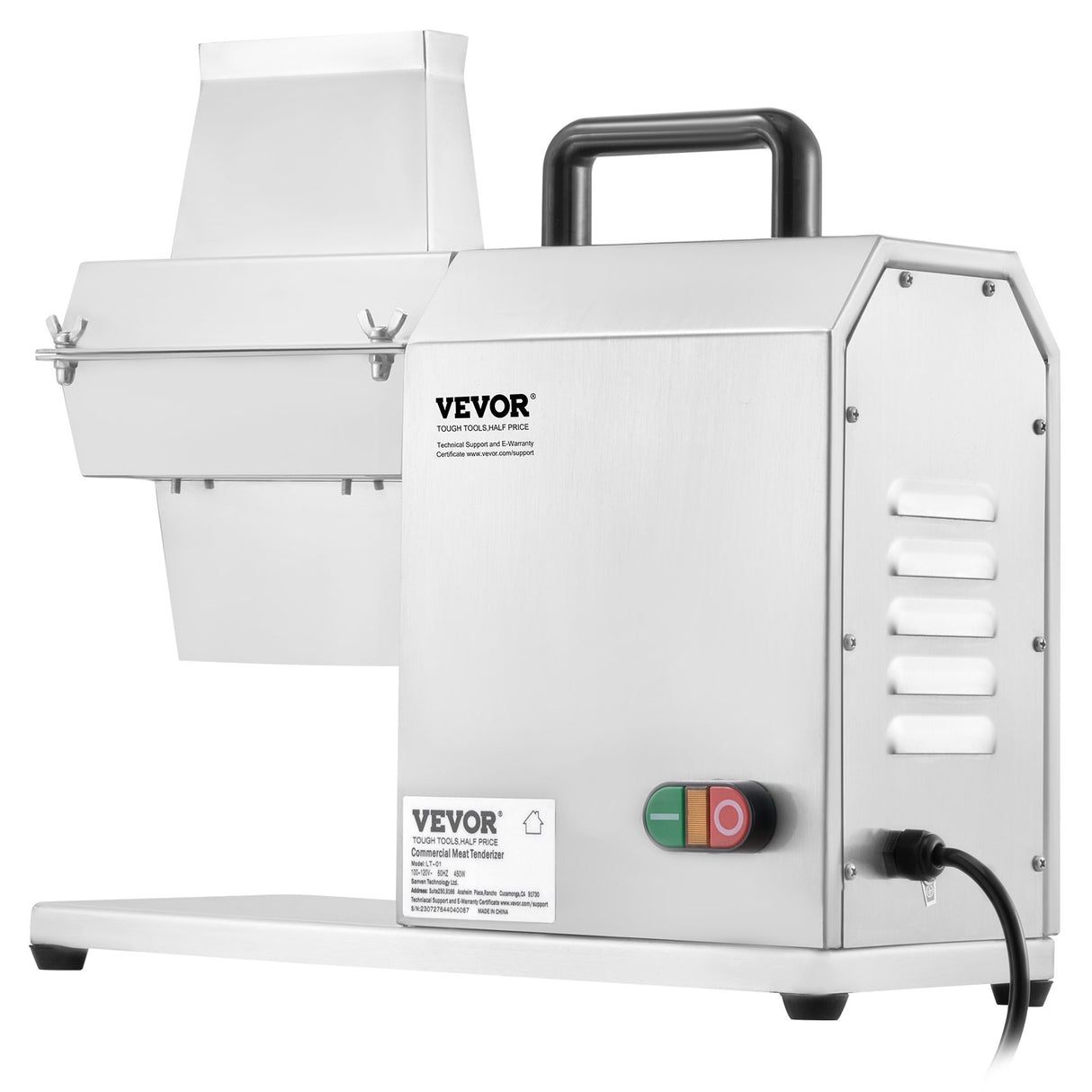 VEVOR Commercial Meat Tenderizer, Heavy Duty Stainless Steel Kitchen Tool with Handle, Meat Tong, and Cleaning Brush, 450W Electric Meat Tenderizer Machine for Beef, Turkey, Chicken, Pork, and Fish