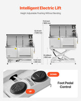 VEVOR 127 cm Electric Dog Grooming Bath Tub Stainless Steel w Water Filter
