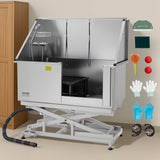VEVOR 127 cm Electric Dog Grooming Bath Tub Stainless Steel w Water Filter - Close-Up Angle