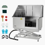 VEVOR 127 cm Electric Dog Grooming Bath Tub Stainless Steel w Water Filter - Low Angle