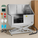 VEVOR 127 cm Electric Dog Grooming Bath Tub Stainless Steel w Water Filter Left - Close-Up Angle