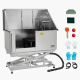 VEVOR 127 cm Electric Dog Grooming Bath Tub Stainless Steel w Water Filter Left