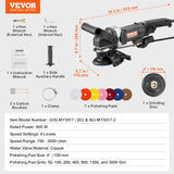 VEVOR Wet Stone Polisher 4-Inch 800W Electric Concrete Polisher 6 Speed 7 Pads - Close-Up Angle