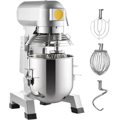 Commercial Food Mixer 30Qt, Food Mixer Commercial with Timing Function, 1100W Stainless Steel Bowl Heavy Duty Electric Commercial Mixer with 3 Speeds Adjustable 108/199/382 RPM, Dough Hook Whisk