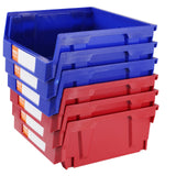 VEVOR Plastic Storage Bin, (276 mm x 279 mm x 128 mm), Hanging Stackable Storage Organizer Bin, Blue/Red, 6-Pack, Heavy Duty Stacking Containers for Closet, Kitchen, Office, or Pantry Organization