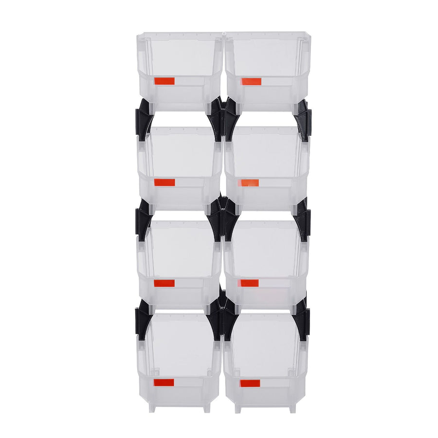 Plastic Stackable Storage Bins, 27.6 x 14 x 13 cm (8 Pack), Plastic Containers for Organizing & Storage Bins for Closet, Garage, Small Parts, Office Supplies, Other Accessories, Transparent