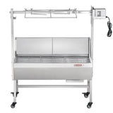 Rotisserie Grill with Windscreen, BBQ Whole Pig Lamb Goat Charcoal Spit Grill, 35 Inch 90 Lbs Capacity, Electric 42W Motor Stainless Steel Roaster with Lockable Wheels, for Camping Outdoor