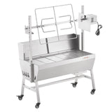 Rotisserie Grill with Windscreen, BBQ Whole Pig Lamb Goat Charcoal Spit Grill, 35 Inch 90 Lbs Capacity, Electric 42W Motor Stainless Steel Roaster with Lockable Wheels, for Camping Outdoor
