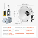 VEVOR 4" to 4.5" Radon Mitigation Fan System Kit Quiet 190 CFM Inline Duct Fan