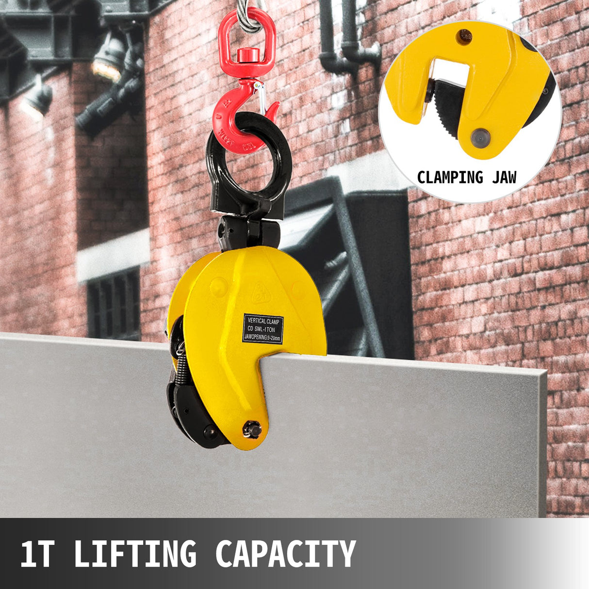 VEVOR 1T Vertical Plate Lifting Clamp Grab Clamp Dog Steel Lift Grip Sling