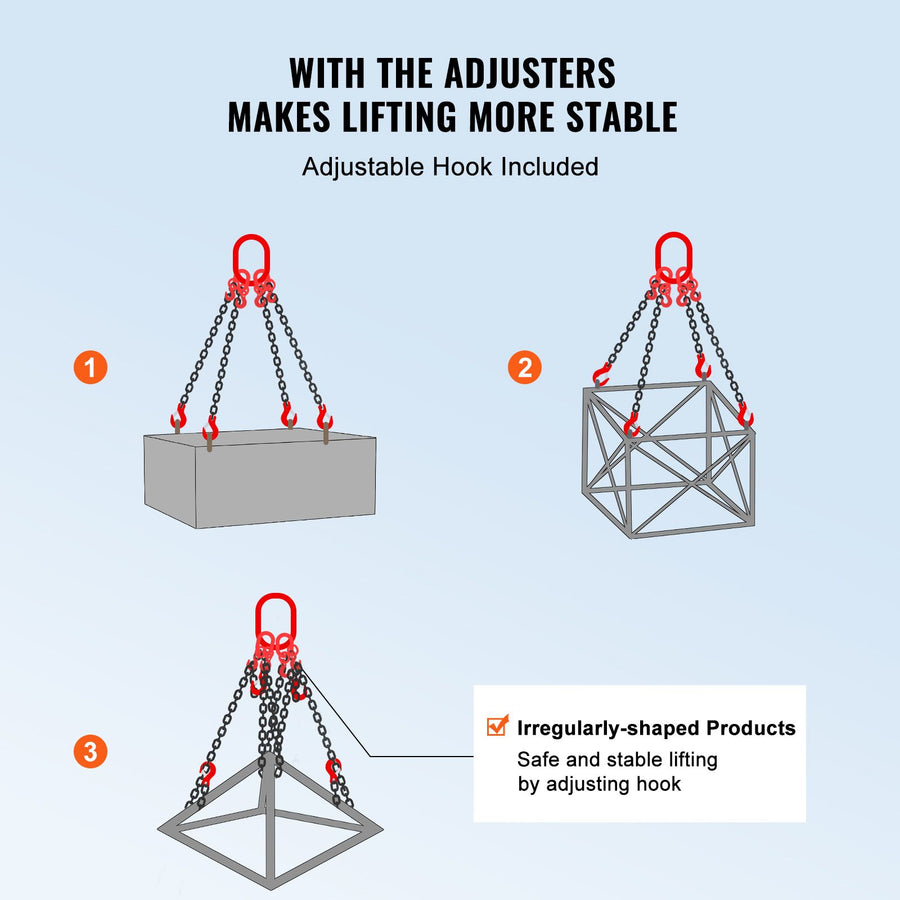 Chain Sling, 8 mm x 300 cm Lifting Chains with Hooks, G80 Engine Chain Hoist Lifts, 5 Ton Lifting Sling, image 4