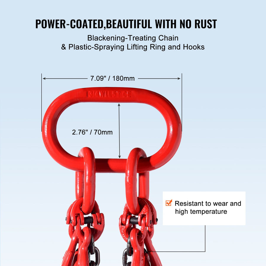 Chain Sling, 8 mm x 300 cm Lifting Chains with Hooks, G80 Engine Chain Hoist Lifts, 5 Ton Lifting Sling, image 6