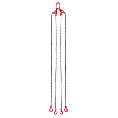 Chain Sling, 10mm x 3 m Lifting Chains with 4 Leg Grab Hooks, Heavy Duty G80 Alloy Steel Lifting Sling, 10.4 Ton Capacity, Adjustable Engine Chain Hoist Lifts for Cargo Security Towing