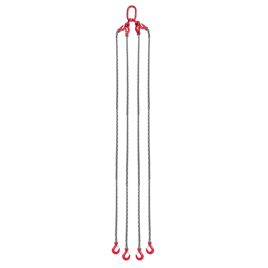 Chain Sling, 10mm x 3 m Lifting Chains with 4 Leg Grab Hooks, Heavy Duty G80 Alloy Steel Lifting Sling, 10.4